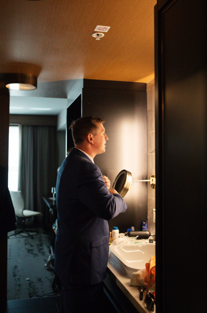 Groom getting ready for his Depot Minneapolis wedding