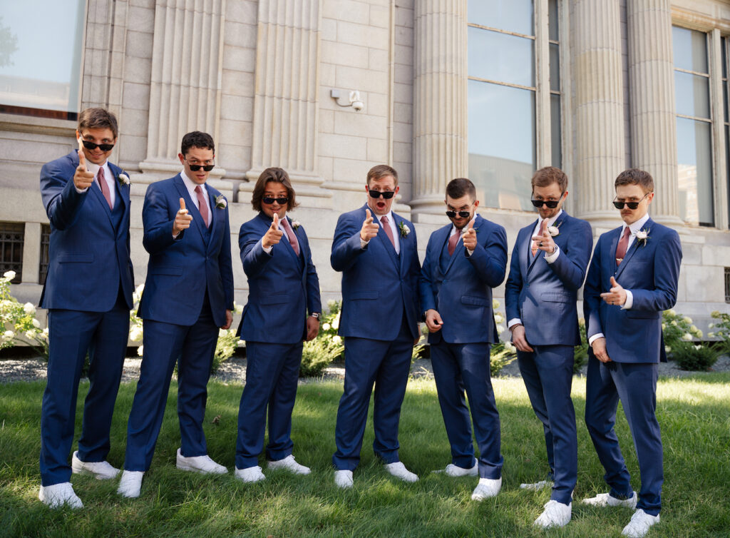Groom with his groomsmen at his Depot Minneapolis wedding