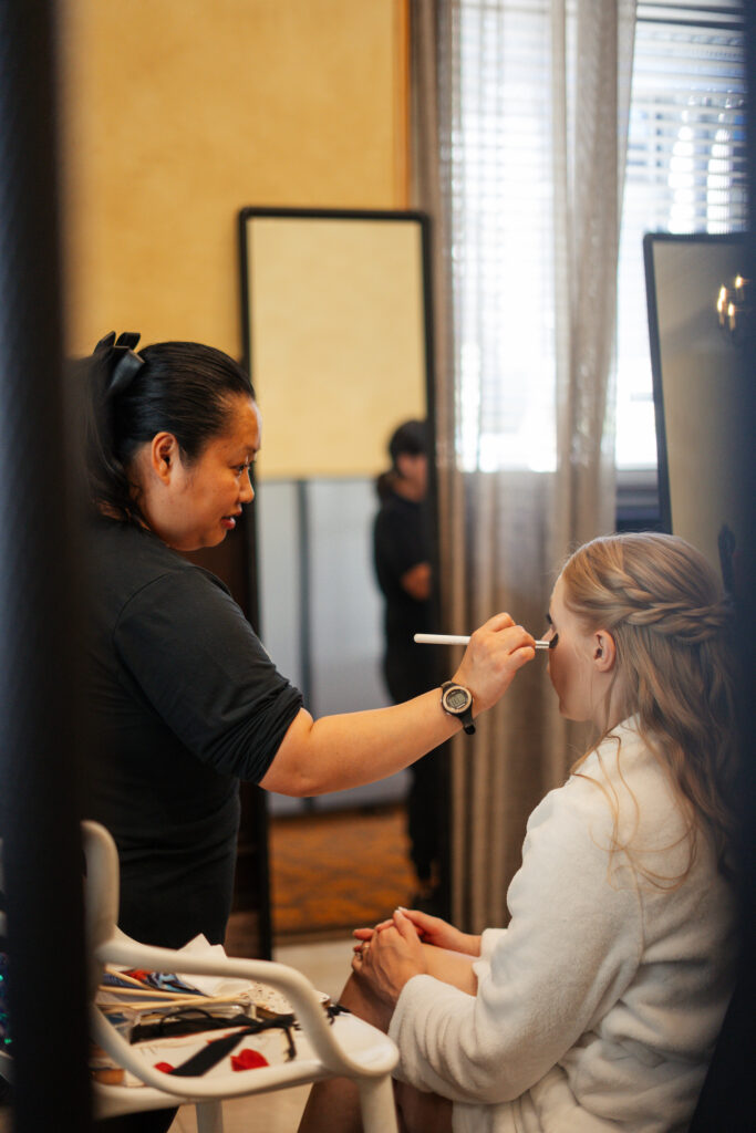 Bride getting ready for her Depot Minneapolis wedding