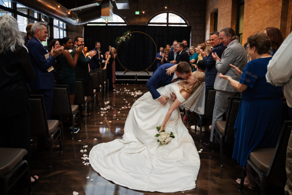 This couple's The Depot Minneapolis wedding in the Winter Garden room