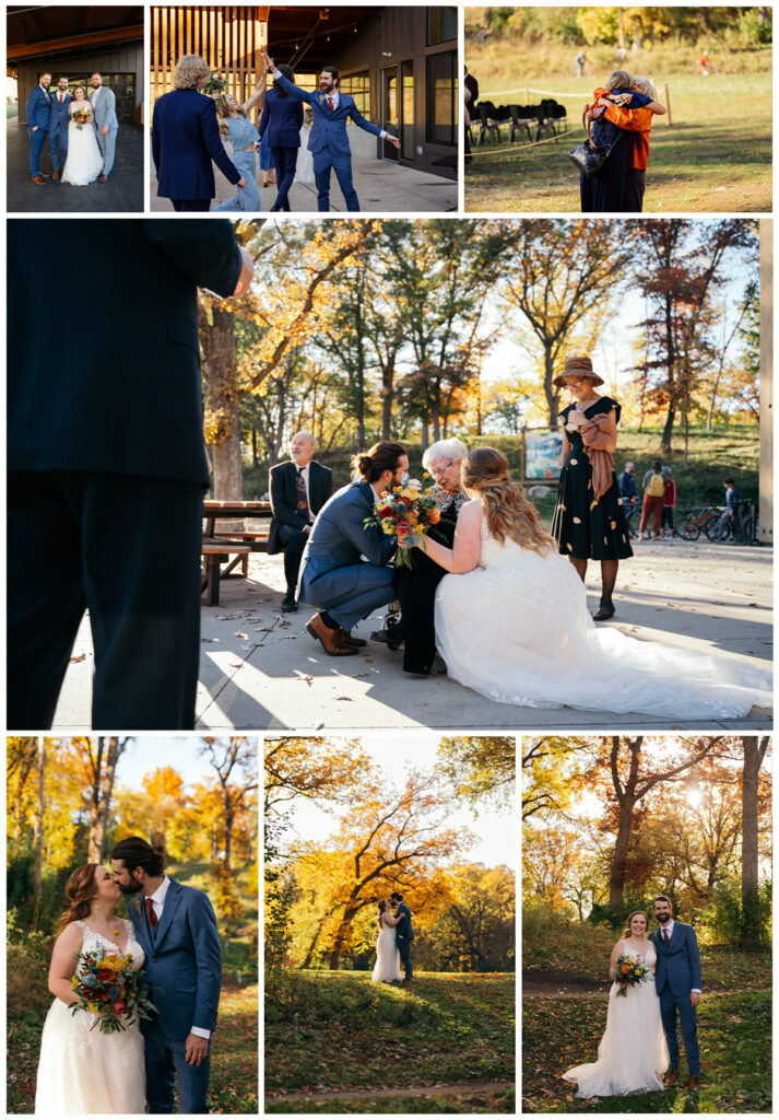 Wedding photos at Theodore Wirth Trailhead in Minneapolis, Minnesota