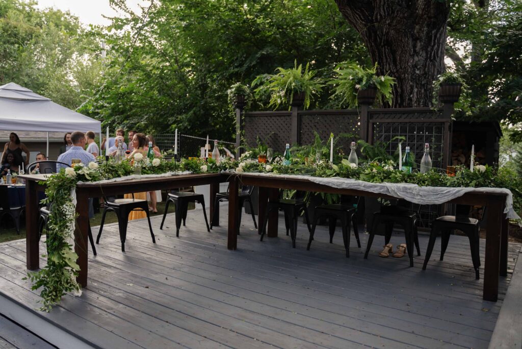 Tablescape at this backyard wedding in Saint Paul, Minnesota