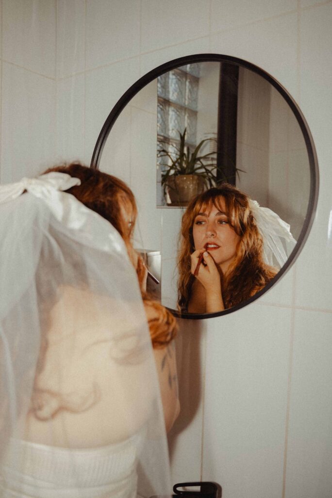 Bride getting ready for her Minneapolis City Hall elopement