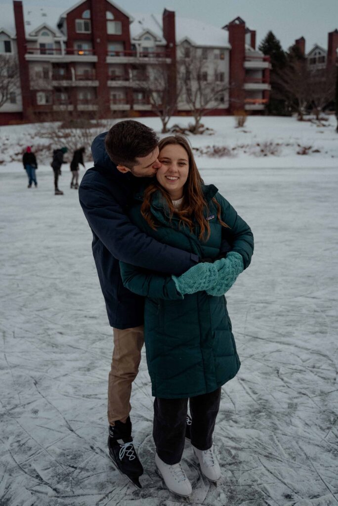 Ice skating engagement session at Centennial Lakes 