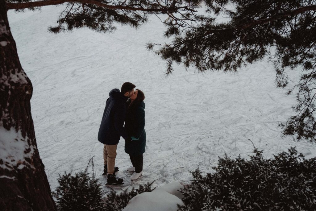 Ice skating engagement photo session in Minneapolis, Minnesota