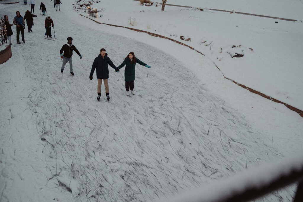 Ice skating engagement photos in Minneapolis, Minnesota