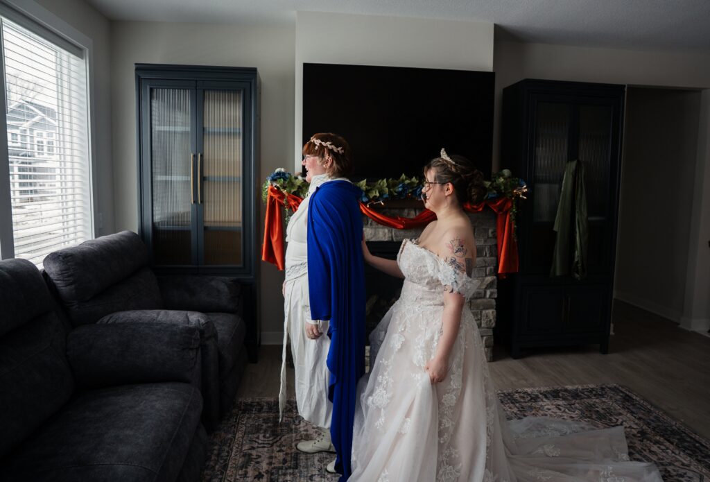 The couple's first look at their queer micro-wedding in Minnesota