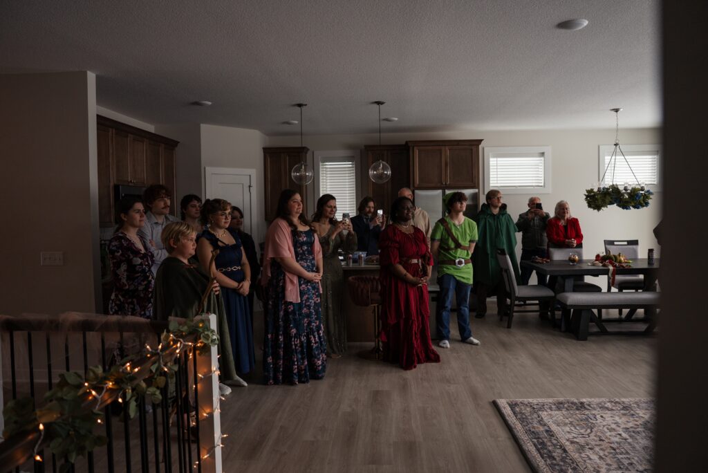 Guests watching the ceremony at the queer micro-wedding in Minnesota